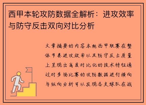 西甲本轮攻防数据全解析:进攻效率与防守反击双向对比分析 西甲本轮攻防数据全解析:进攻效率与防守反击双向对比分析